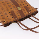 MCM Vicetos Logogram Tote Bag PVC Leather Brown Gold Auth BA14361-6