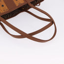 MCM Vicetos Logogram Tote Bag PVC Leather Brown Gold Auth BA14361-7