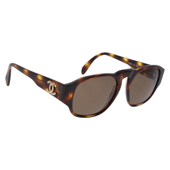 CHANEL Sunglasses plastic Brown CC Auth BA14362M