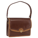 GUCCI Shoulder Bag Leather Brown Gold Auth BA14363A-1
