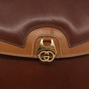 GUCCI Shoulder Bag Leather Brown Gold Auth BA14363A-14