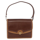 GUCCI Shoulder Bag Leather Brown Gold Auth BA14363A-2