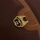 GUCCI Shoulder Bag Leather Brown Gold Auth BA14363A-23