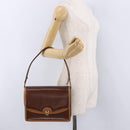 GUCCI Shoulder Bag Leather Brown Gold Auth BA14363A-24