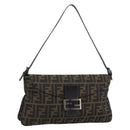 FENDI Zucca Canvas Mamma Baguette Shoulder Bag Brown Black Auth BA14364SAV-1