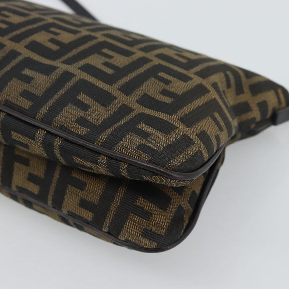 FENDI Zucca Canvas Mamma Baguette Shoulder Bag Brown Black Auth BA14364SAV
