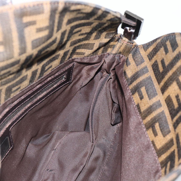 FENDI Zucca Canvas Mamma Baguette Shoulder Bag Brown Black Auth BA14364SAV