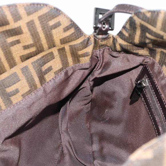 FENDI Zucca Canvas Mamma Baguette Shoulder Bag Brown Black Auth BA14364SAV