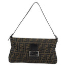 FENDI Zucca Canvas Mamma Baguette Shoulder Bag Brown Black Auth BA14364SAV-2