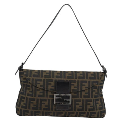 FENDI Zucca Canvas Mamma Baguette Shoulder Bag Brown Black Auth BA14364SAV - 0