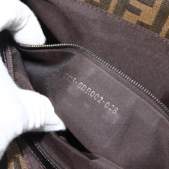 FENDI Zucca Canvas Mamma Baguette Shoulder Bag Brown Black Auth BA14364SAV