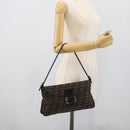FENDI Zucca Canvas Mamma Baguette Shoulder Bag Brown Black Auth BA14364SAV-22