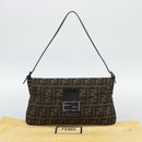 FENDI Zucca Canvas Mamma Baguette Shoulder Bag Brown Black Auth BA14364SAV-23