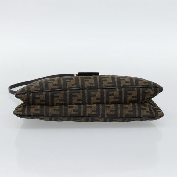 FENDI Zucca Canvas Mamma Baguette Shoulder Bag Brown Black Auth BA14364SAV