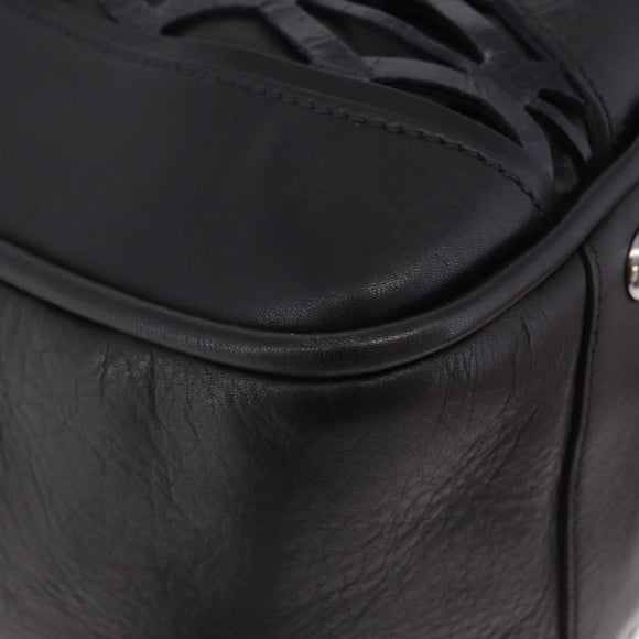 Miu Miu Hand Bag Leather Navy Silver Auth BA14365A