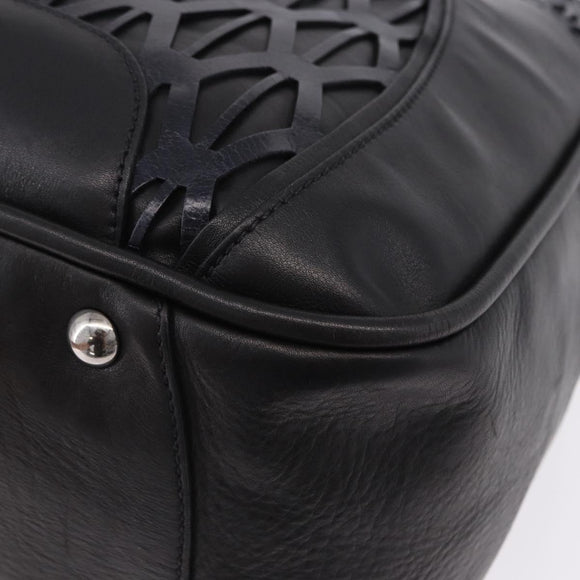 Miu Miu Hand Bag Leather Navy Silver Auth BA14365A