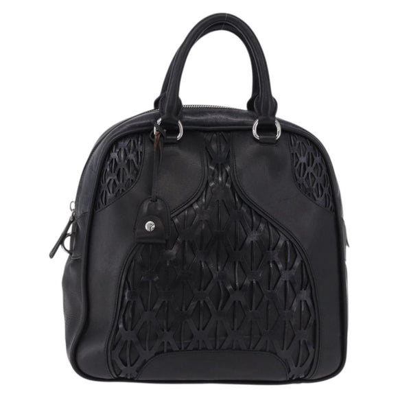 Miu Miu Hand Bag Leather Navy Silver Auth BA14365A
