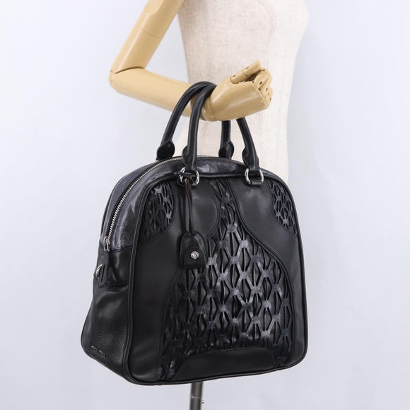 Miu Miu Hand Bag Leather Navy Silver Auth BA14365A
