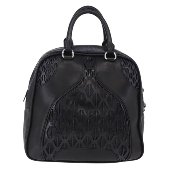 Miu Miu Hand Bag Leather Navy Silver Auth BA14365A