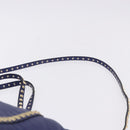 VALENTINO Rock Studs Hand Bag Leather 2way Blue Gold Auth BA14368-14