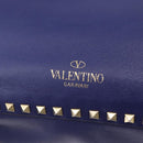 VALENTINO Rock Studs Hand Bag Leather 2way Blue Gold Auth BA14368-18
