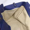 VALENTINO Rock Studs Hand Bag Leather 2way Blue Gold Auth BA14368-21