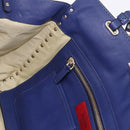 VALENTINO Rock Studs Hand Bag Leather 2way Blue Gold Auth BA14368-23
