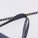 VALENTINO Rock Studs Hand Bag Leather 2way Blue Gold Auth BA14368-8