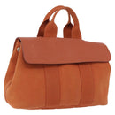 HERMES Valparaiso PM Hand Bag Canvas Leather Orange Silver Auth BA14369-1