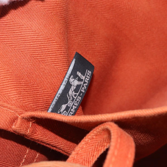 HERMES Valparaiso PM Hand Bag Canvas Leather Orange Silver Auth BA14369
