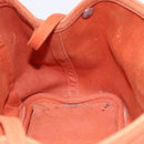 HERMES Valparaiso PM Hand Bag Canvas Leather Orange Silver Auth BA14369-16