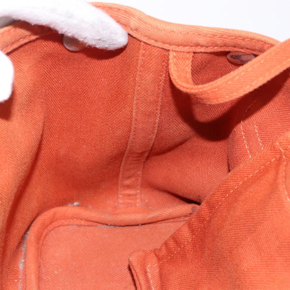 HERMES Valparaiso PM Hand Bag Canvas Leather Orange Silver Auth BA14369