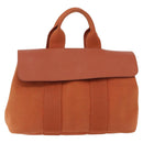HERMES Valparaiso PM Hand Bag Canvas Leather Orange Silver Auth BA14369-2