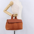 HERMES Valparaiso PM Hand Bag Canvas Leather Orange Silver Auth BA14369-20