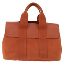 HERMES Valparaiso PM Hand Bag Canvas Leather Orange Silver Auth BA14369-3