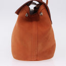 HERMES Valparaiso PM Hand Bag Canvas Leather Orange Silver Auth BA14369-4