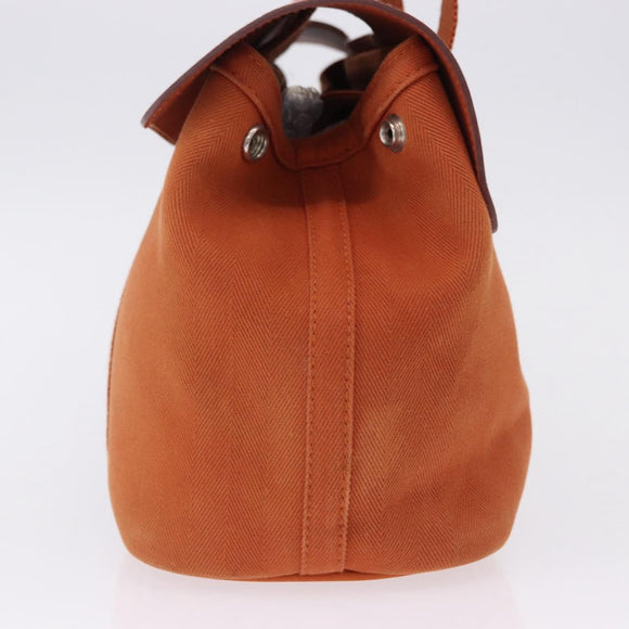 HERMES Valparaiso PM Hand Bag Canvas Leather Orange Silver Auth BA14369