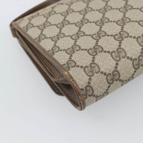 GUCCI GG Supreme Shoulder Bag PVC Beige Gold Auth BA14372