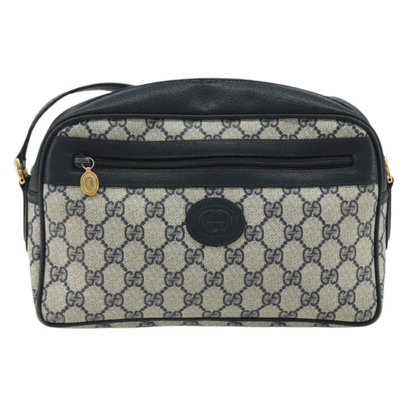 GUCCI GG Supreme Shoulder Bag PVC Navy Gold 001 56 0942 Auth BA14373
