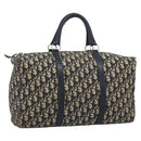 Christian Dior Trotter Canvas Boston Bag Navy Silver Auth BA14375-1