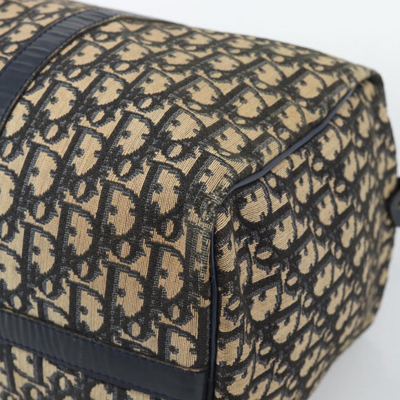 Christian Dior Trotter Canvas Boston Bag Navy Silver Auth BA14375