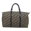 Christian Dior Trotter Canvas Boston Bag Navy Silver Auth BA14375-2