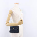Christian Dior Trotter Canvas Chain Shoulder Bag Navy Gold Auth BA14376-20