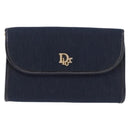 Christian Dior Trotter Canvas Chain Shoulder Bag Navy Gold Auth BA14376-13