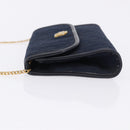 Christian Dior Trotter Canvas Chain Shoulder Bag Navy Gold Auth BA14376-4