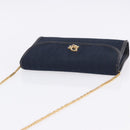 Christian Dior Trotter Canvas Chain Shoulder Bag Navy Gold Auth BA14376-6
