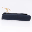 Christian Dior Trotter Canvas Chain Shoulder Bag Navy Gold Auth BA14376-5