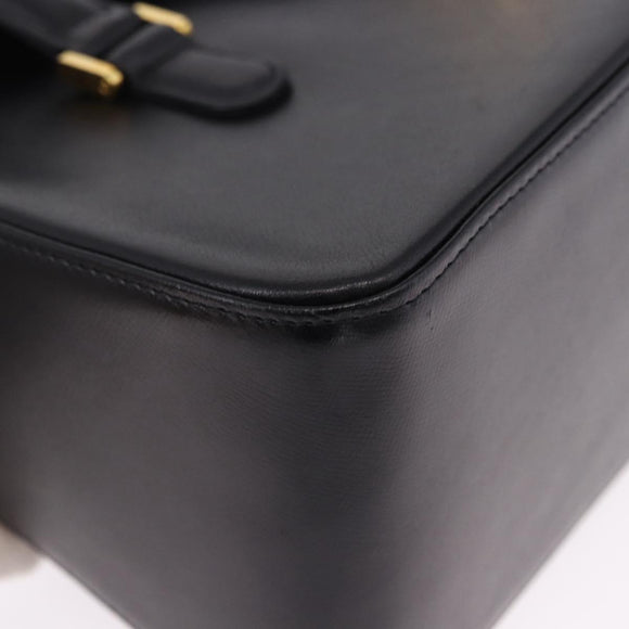 GIVENCHY Hand Bag Leather Black Gold Auth BA14377