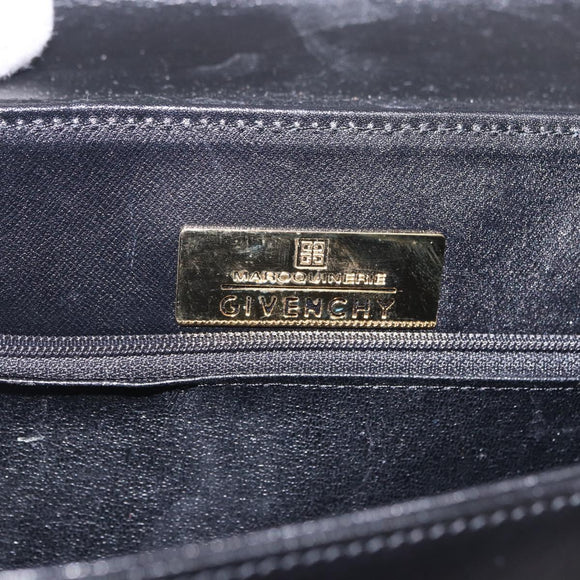 GIVENCHY Hand Bag Leather Black Gold Auth BA14377