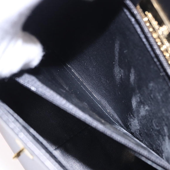 GIVENCHY Hand Bag Leather Black Gold Auth BA14377